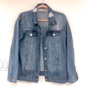 Ashley Mason Distressed Oversized Denim Jacket Women’s Sz S